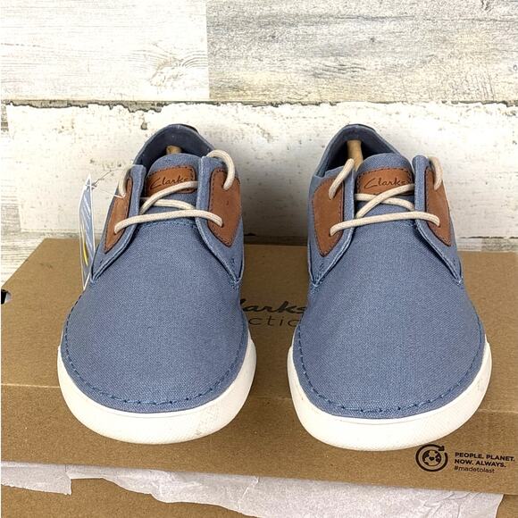 Clarks Men’s 10 Light Blue Gerald Tie Casual Lace Up Boat Shoes Loafers NEW - Picture 2 of 8